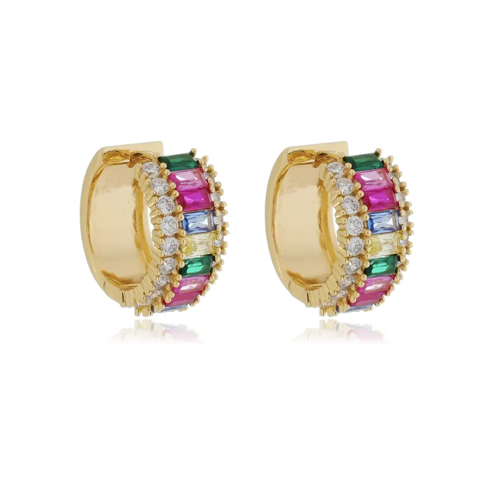 Brincos Zirconias Coloridas