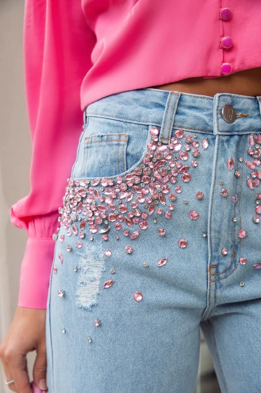 Calça Jeans Bordada Silvia